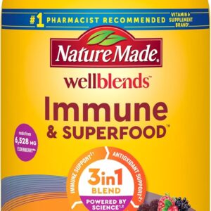 Nature Made Wellblends Immune & Superfood, Elderberry Gummies with Acerola Cherry Extract, Plus Vitamin C + Vitamin D, Immune Support Supplement, 100 Gummy Vitamins