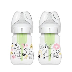 Dr. Brown’s Natural Flow® Anti-Colic Options+™ Wide-Neck Baby Bottle Designer Edition Bottles, Woodland Decos, 5 oz150 mL, Level 1 Nipple, 2-Pack, 0m+