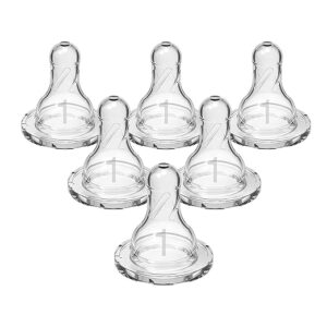 Dr. Brown’s Natural Flow Level Narrow Baby Bottle Silicone Nipple, Medium Flow, 3m+, 100% Silicone Bottle Nipple, 6 Count